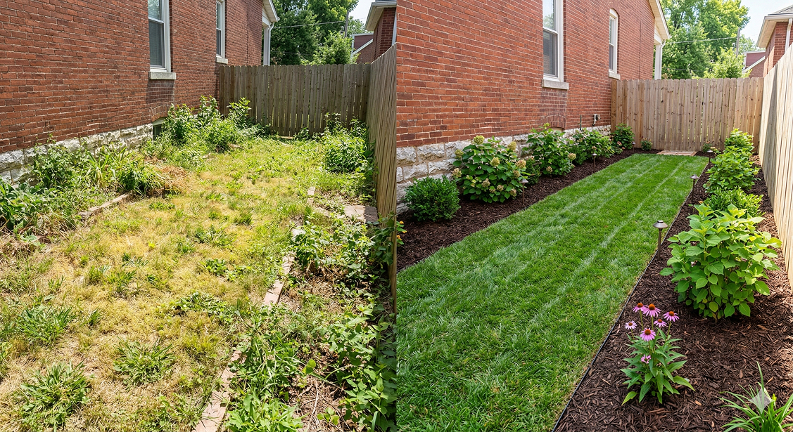 Before and After Garden Transformation in Soulard area